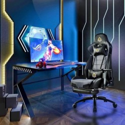 Fauteuil gaming CGM avec appui-tete, repose-pieds et oreiller lombaires - fonction bascule