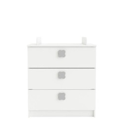 CLOVER Commode a Langer 3 Tiroirs Coloris Blanc Perle