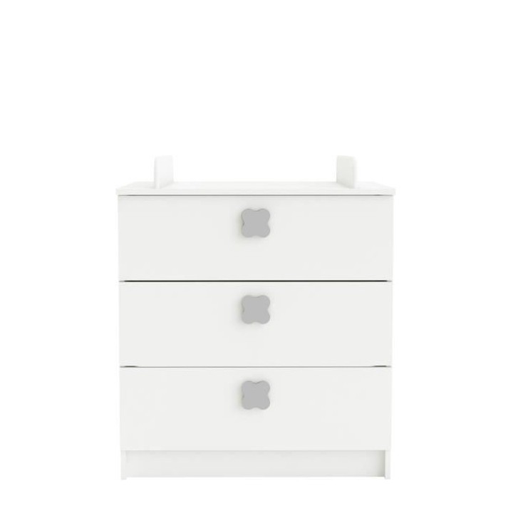 CLOVER Commode a Langer 3 Tiroirs Coloris Blanc Perle