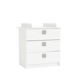 CLOVER Commode a Langer 3 Tiroirs Coloris Blanc Perle