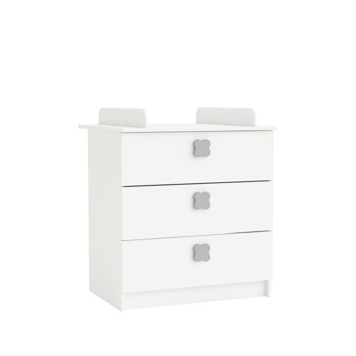 CLOVER Commode a Langer 3 Tiroirs Coloris Blanc Perle