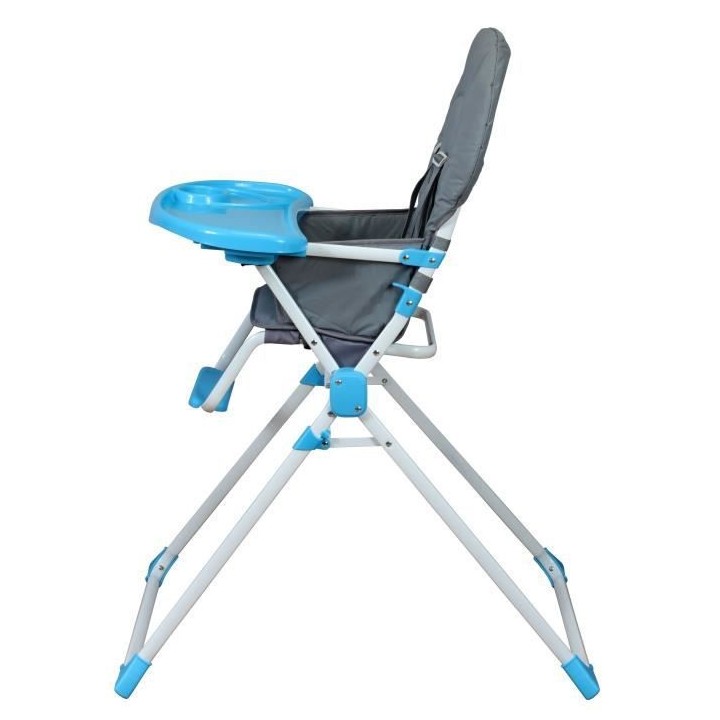 BAMBISOL Chaise Haute Fixe - Gris & Turquoise