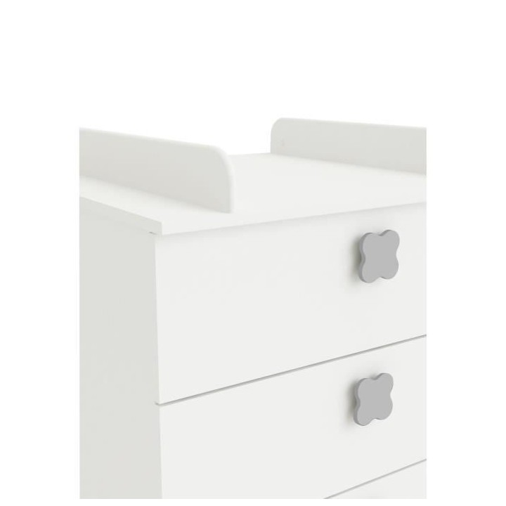 CLOVER Commode a Langer 3 Tiroirs Coloris Blanc Perle