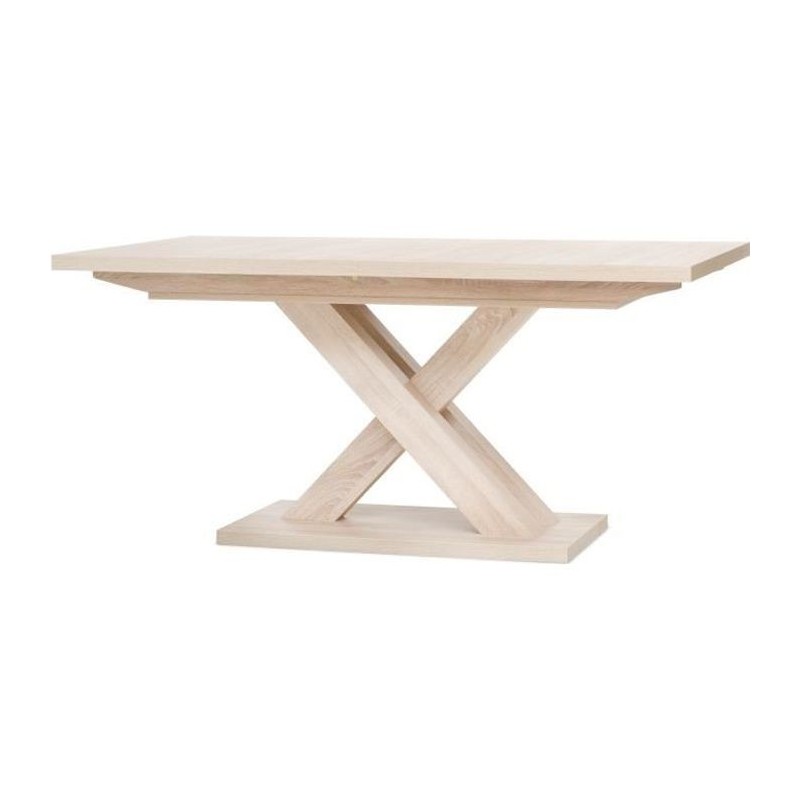 Table extensible mélaminé - Style contemporain - Pieds central en croix - L 160 a 200 cm - AVANT