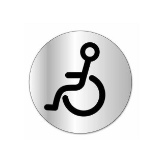 Disque indicateur Toilettes handicapés - Aluminium adhésif - Ø 80 m