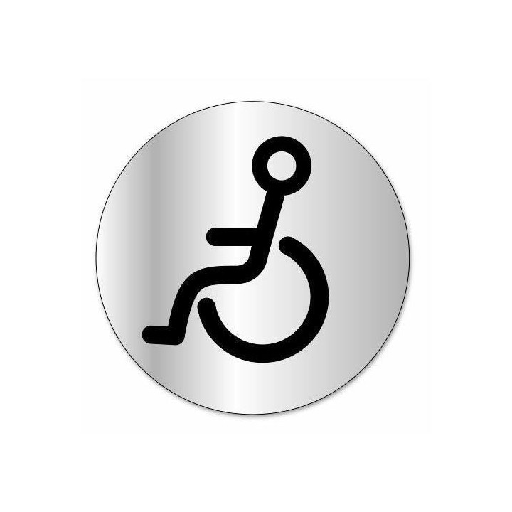 Disque indicateur Toilettes handicapés - Aluminium adhésif - Ø 80 m