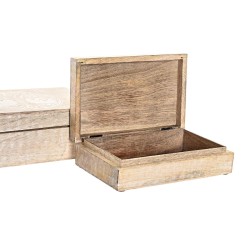 Set de boîtes décoratives DKD Home Decor Marron Blanc Bois de manguier 25 x 17 x 8 cm (2 Unités)