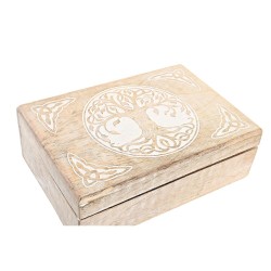 Set de boîtes décoratives DKD Home Decor Marron Blanc Bois de manguier 25 x 17 x 8 cm (2 Unités)