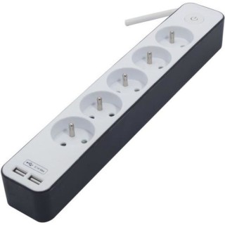 CHACON Bloc multiprise 5 prises 16 A avec 2 ports USB et câble 1,5 m