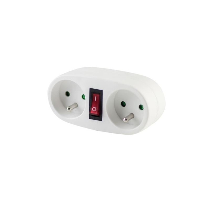 CHACON Prise biplite 2x16A avec interrupteur blanc