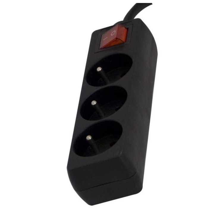 CHACON Bloc multiprise avec interrupteur 3 prises 16A 1,5m noir