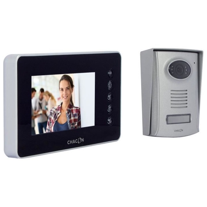 CHACON Visiophone couleur 4 fils 4,3 noir avec écran ultraplat