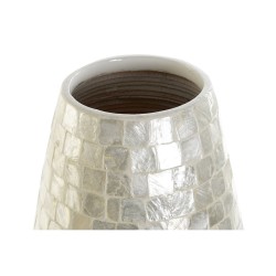 Vase DKD Home Decor 25 x 25 x 46,5 cm Blanc Nacre noire Bambou méditerranéen