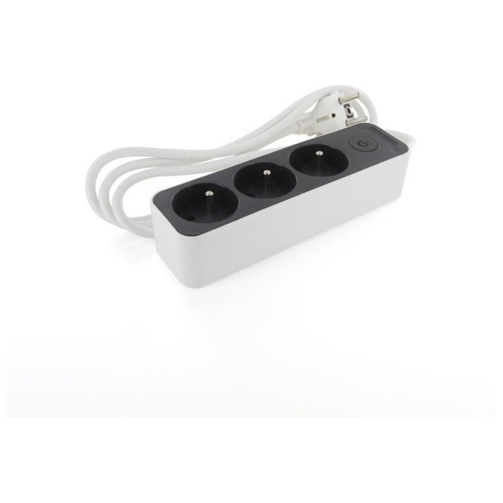 CHACON Bloc 3 x 16 A 3G1.5 mm2 1.5 m- Blanc/ Gris