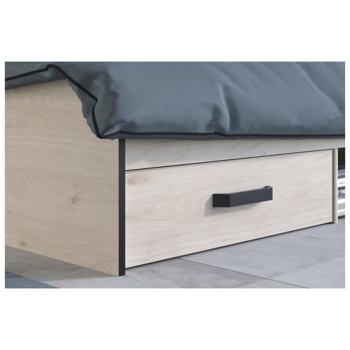 PARISOT ZODIAC Lit adulte industriel - 140 x 190 cm - Décor chene et