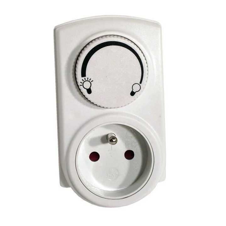CHACON Prise dimmer variateur de lumiere manuel 300W blanc