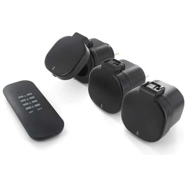 CHACON Set 3 mini prises extérieures On/Off - 3000W - FR + Télécomm