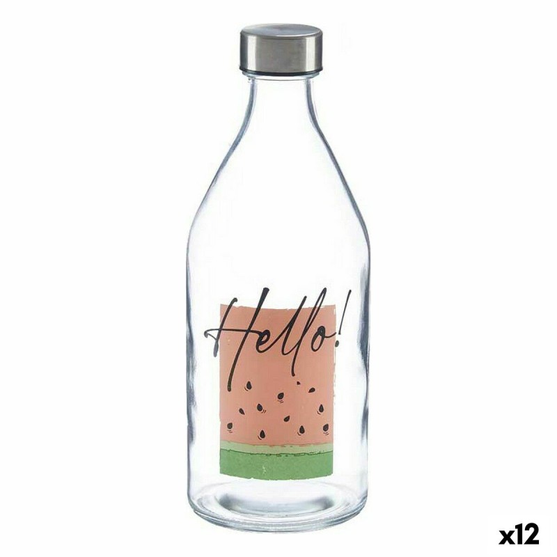 Bouteille Hello Transparent Acier verre 1,1 L (12 Unités)