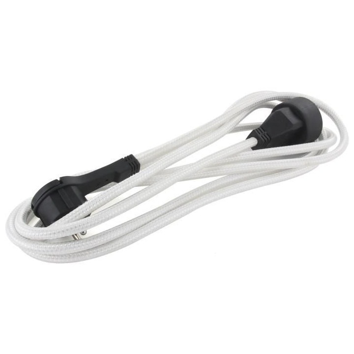 CHACON Prolongateur textile 3m 3x1,5m2 textile cable & noire fiche pla