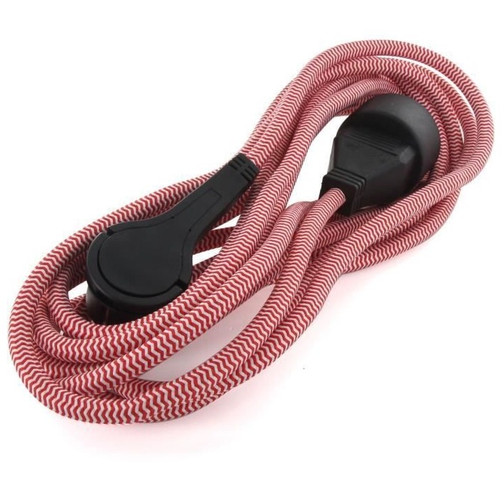 CHACON Prolongateur textile 5m 3x1,5m2 textile cable & noire fiche pla