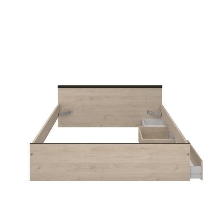 PARISOT ZODIAC Lit adulte industriel - 140 x 190 cm - Décor chene et