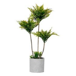 Plante décorative Palmier 20 x 70 x 20 cm Gris Ciment Vert Plastique (4 Unités)