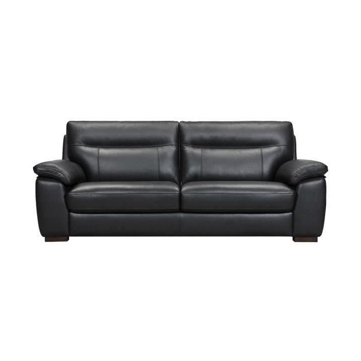 Canapé fixe 3 places - Cuir de buffle noir - Classique - L 204 x P 92