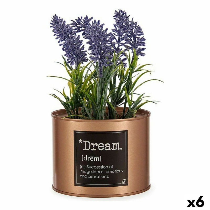 Plante décorative Lavande Cannette Violet Métal Cuivre Vert Plastique 10 x 18 x 10 cm (6 Unités)