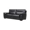 Canapé fixe 3 places - Cuir de buffle noir - Classique - L 204 x P 92 x H x 90 cm - CHARLOTTE