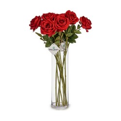 Branche Rose 65 cm Rouge Papier Vert Plastique (12 Unités)