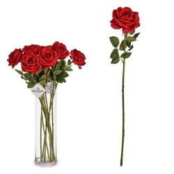 Branche Rose 65 cm Rouge Papier Vert Plastique (12 Unités)