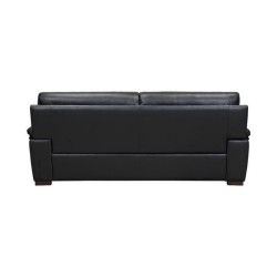 Canapé fixe 3 places - Cuir de buffle noir - Classique - L 204 x P 92 x H x 90 cm - CHARLOTTE