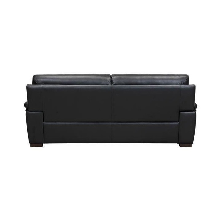 Canapé fixe 3 places - Cuir de buffle noir - Classique - L 204 x P 92