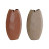 Vase DKD Home Decor Beige Terre cuite Aluminium 18 x 10 x 30 cm (2 Unités)