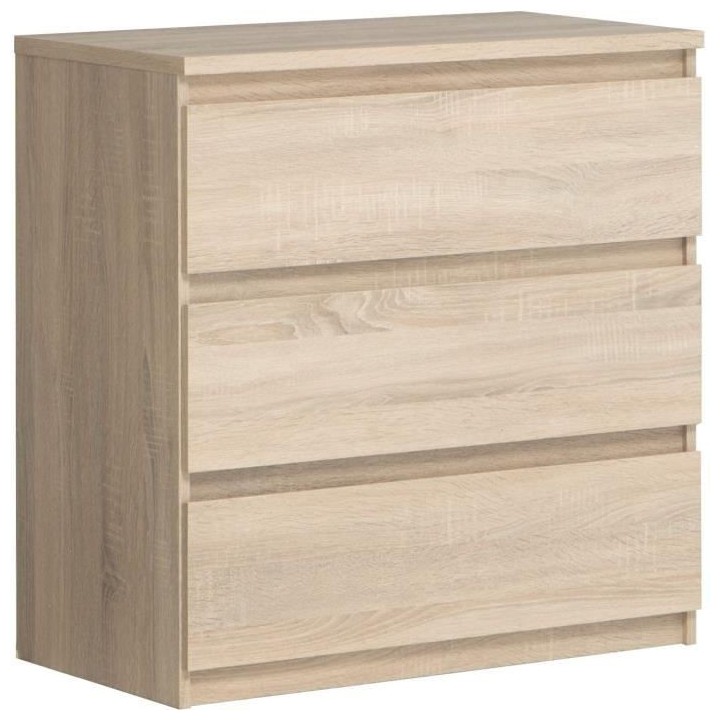 Commode CHELSEA 3 Tiroirs - Couleur chene - L 77,2 x P 42 x H 79,9 cm