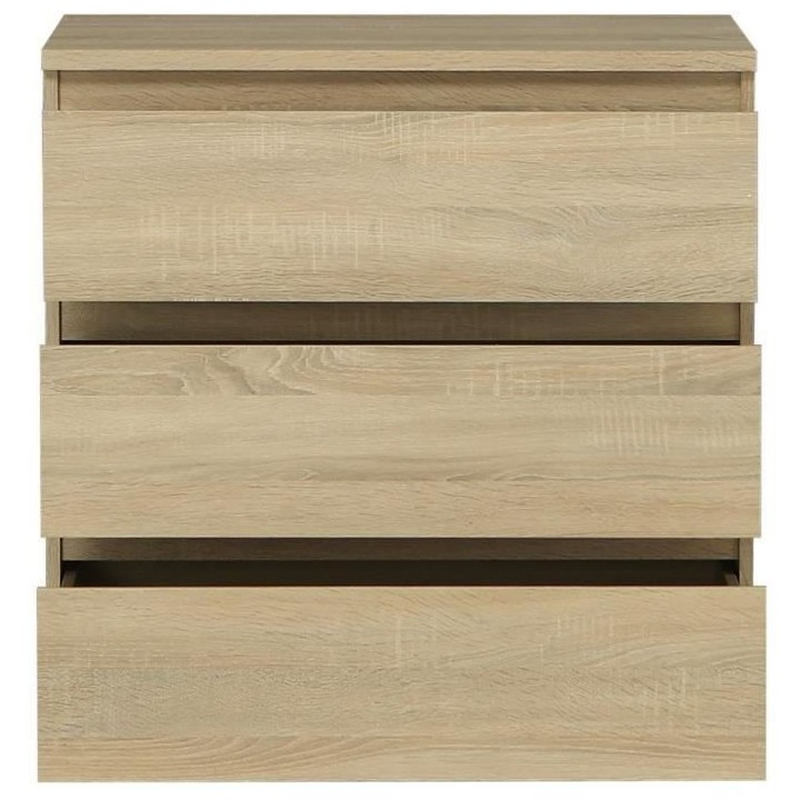 Commode CHELSEA 3 Tiroirs - Couleur chene - L 77,2 x P 42 x H 79,9 cm