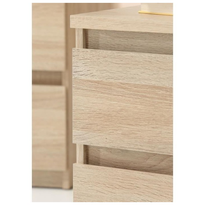 Commode CHELSEA 3 Tiroirs - Couleur chene - L 77,2 x P 42 x H 79,9 cm