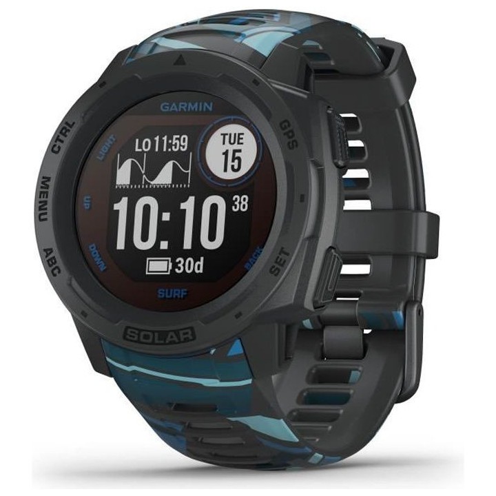 Garmin - Instinct Solar Surf - Montre Connectée GPS & Santé - Autono