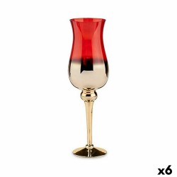 Bougeoir Verre Rouge Doré...