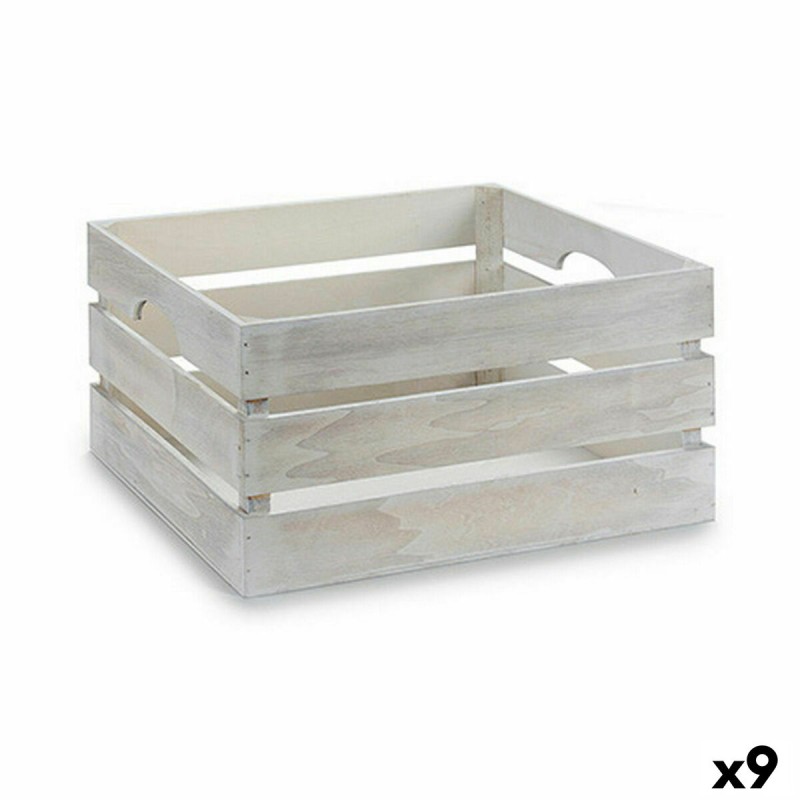 Boîte Décorative Blanc Bois 31 x 20 x 40,5 cm (9 Unités)