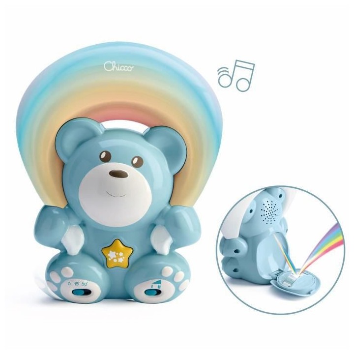 CHICCO Ourson Arc en ciel projecteur Bleu