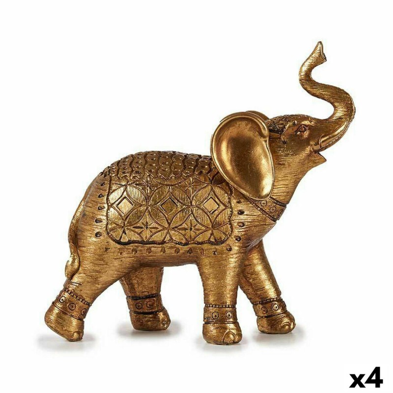 Figurine Décorative Eléphant Doré 27,5 x 27 x 11 cm (4 Unités)