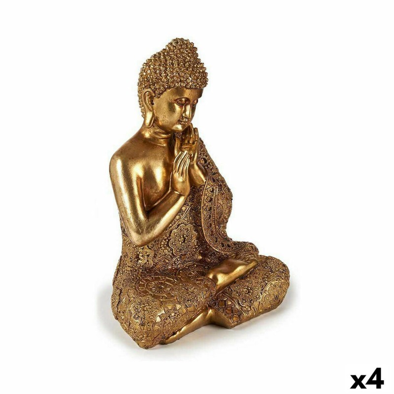 Figurine Décorative Buda Assis Doré 17 x 33 x 23 cm (4 Unités)