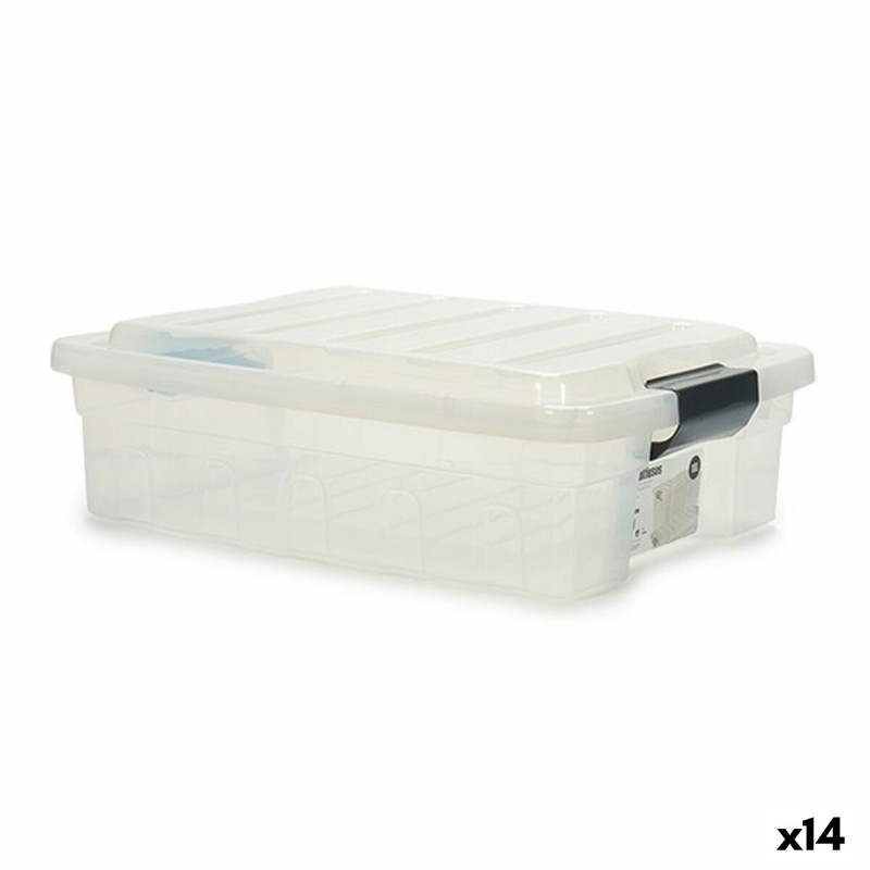 Boîte de rangement avec couvercle Transparent Plastique 35 x 14 x 47 cm (14 Unités)