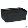 Boîte de rangement avec couvercle Anthracite Plastique 6 L 21 x 11 x 32 cm (12 Unités)