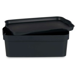 Boîte de rangement avec couvercle Anthracite Plastique 6 L 21 x 11 x 32 cm (12 Unités)