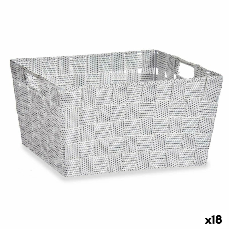 Panier Multi-usages Blanc Tissu 30,4 x 14 x 20 cm (18 Unités)