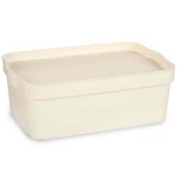 Boîte de rangement avec couvercle Crème Plastique 6 L 21,5 x 11 x 31,5 cm (12 Unités)