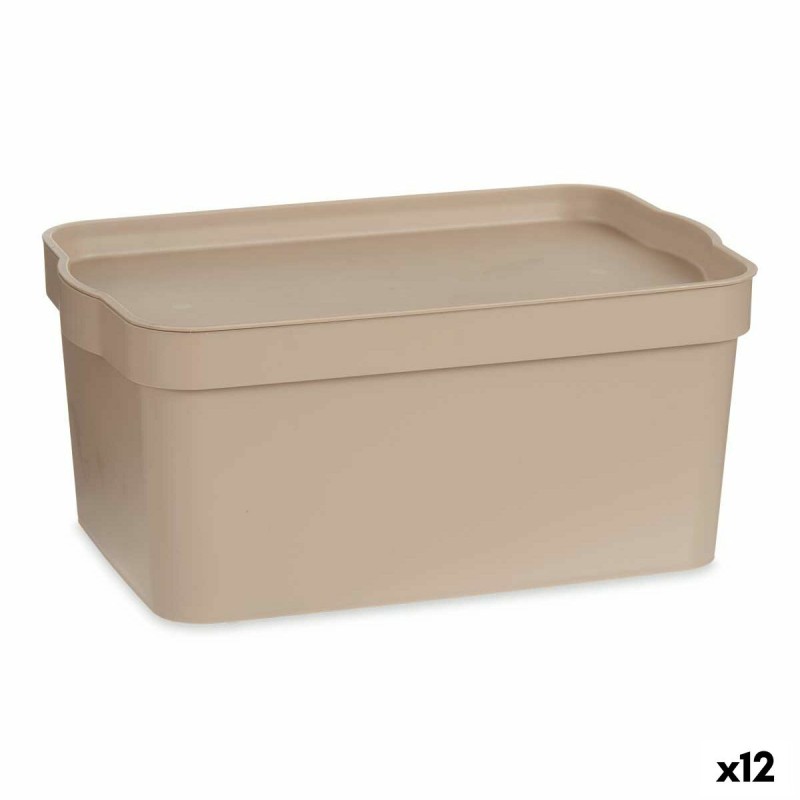 Boîte de rangement avec couvercle Beige Plastique 7,5 L 21,5 x 14,5 x 32 cm (12 Unités)