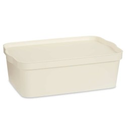 Boîte de rangement avec couvercle Crème Plastique 14 L 29,5 x 14,3 x 45 cm (12 Unités)